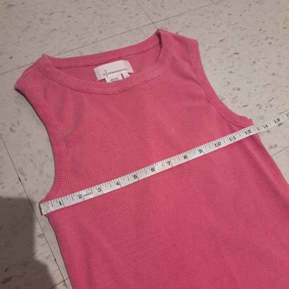 Anthropologie | Pink ribbed simple & cute scoop neck women's tank top - Picture 8 of 12